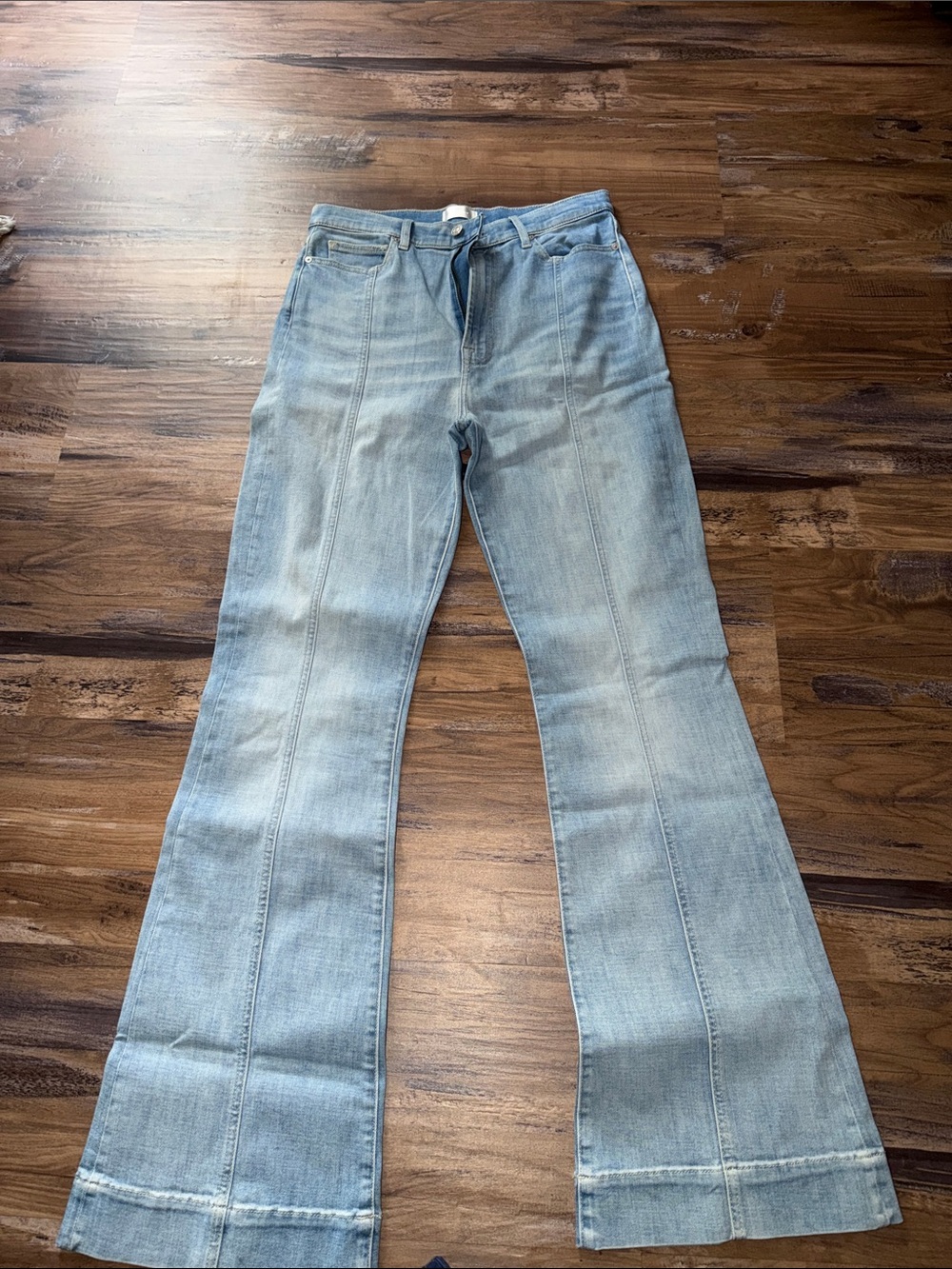 7 For All Mankind Light Blue Flared Panel Jeans